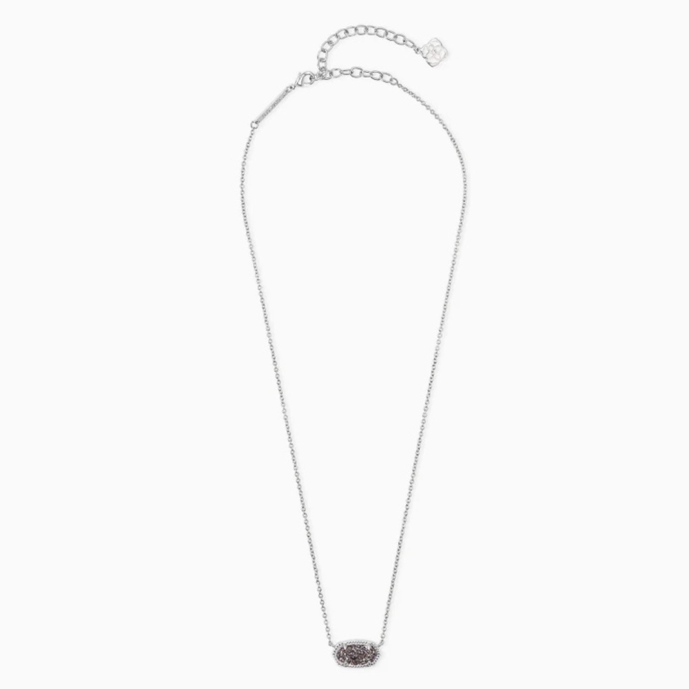 Kendra Scott Elisa Silver Pendant Necklace In Platinum Drusy